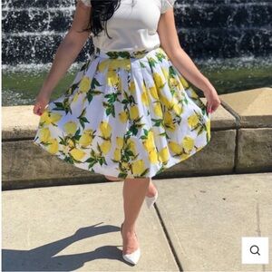 Grace Karin Lemon A-Line Pleated Skirt